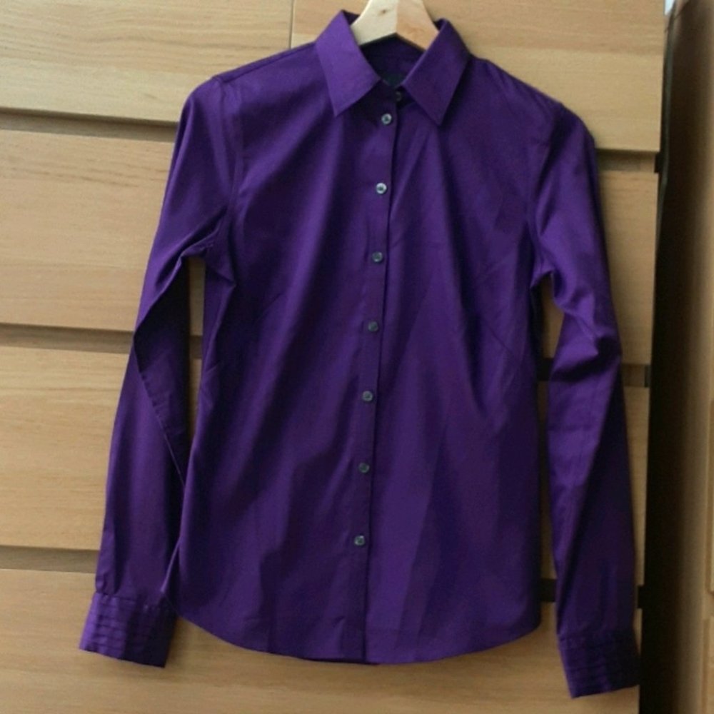 Banana Republic Cotton Collared Long Sleeve Dress Shirt Purple Size 2
